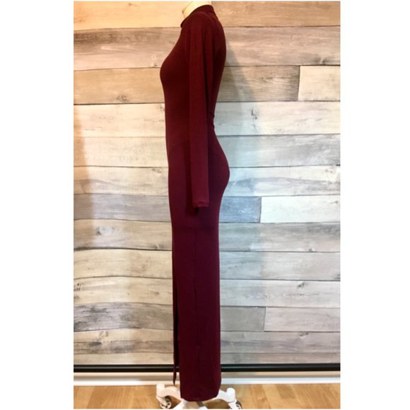 HEART & HIPS burgundy long sleeve mock neck maxi - Picture 3 of 7
